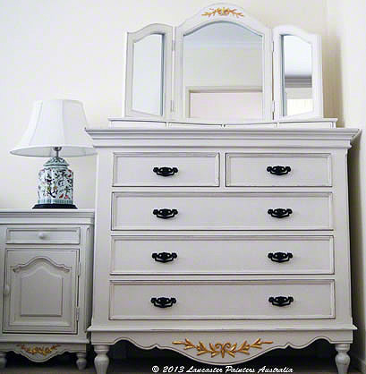Hand Painted French Provincial Furniture with Gold Leaf